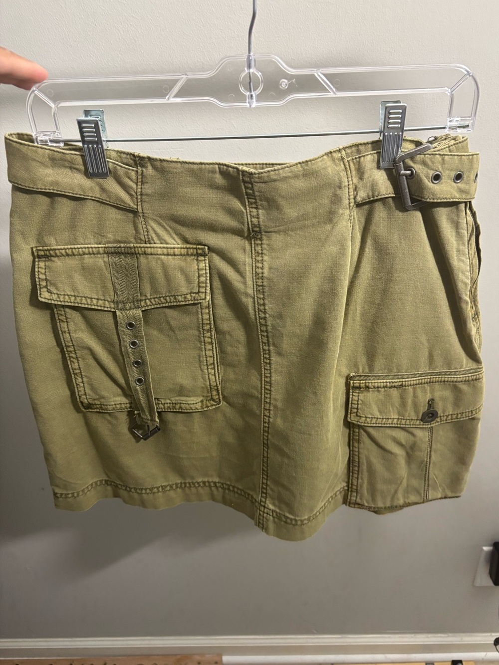 Free People Olive Green Utility Mini Skirt